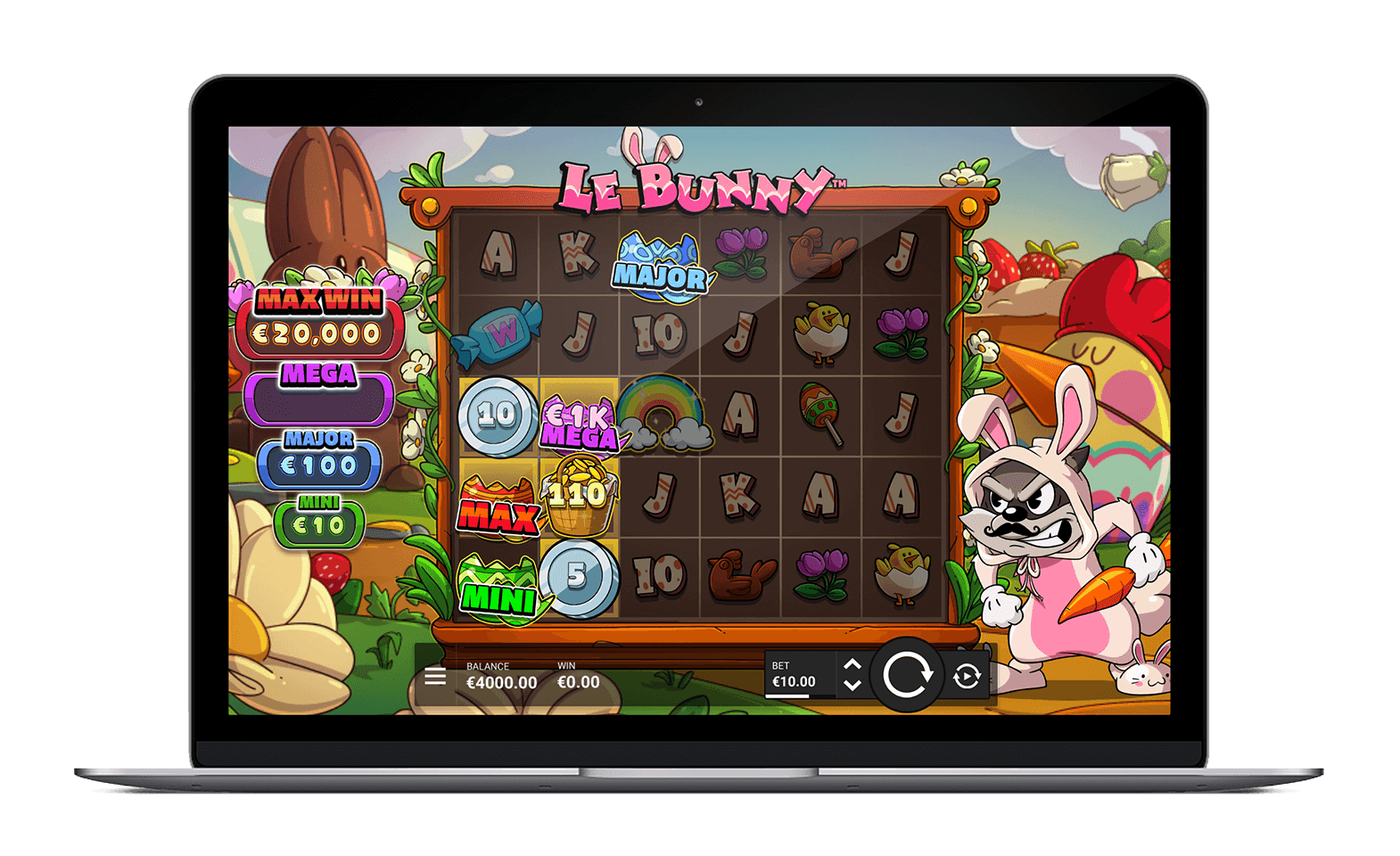 Le Bunny: игровое поле слева и персонаж Смоки справа