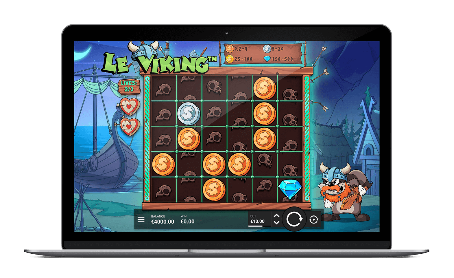 Le Viking: игровое поле слева и персонаж Смоки справа